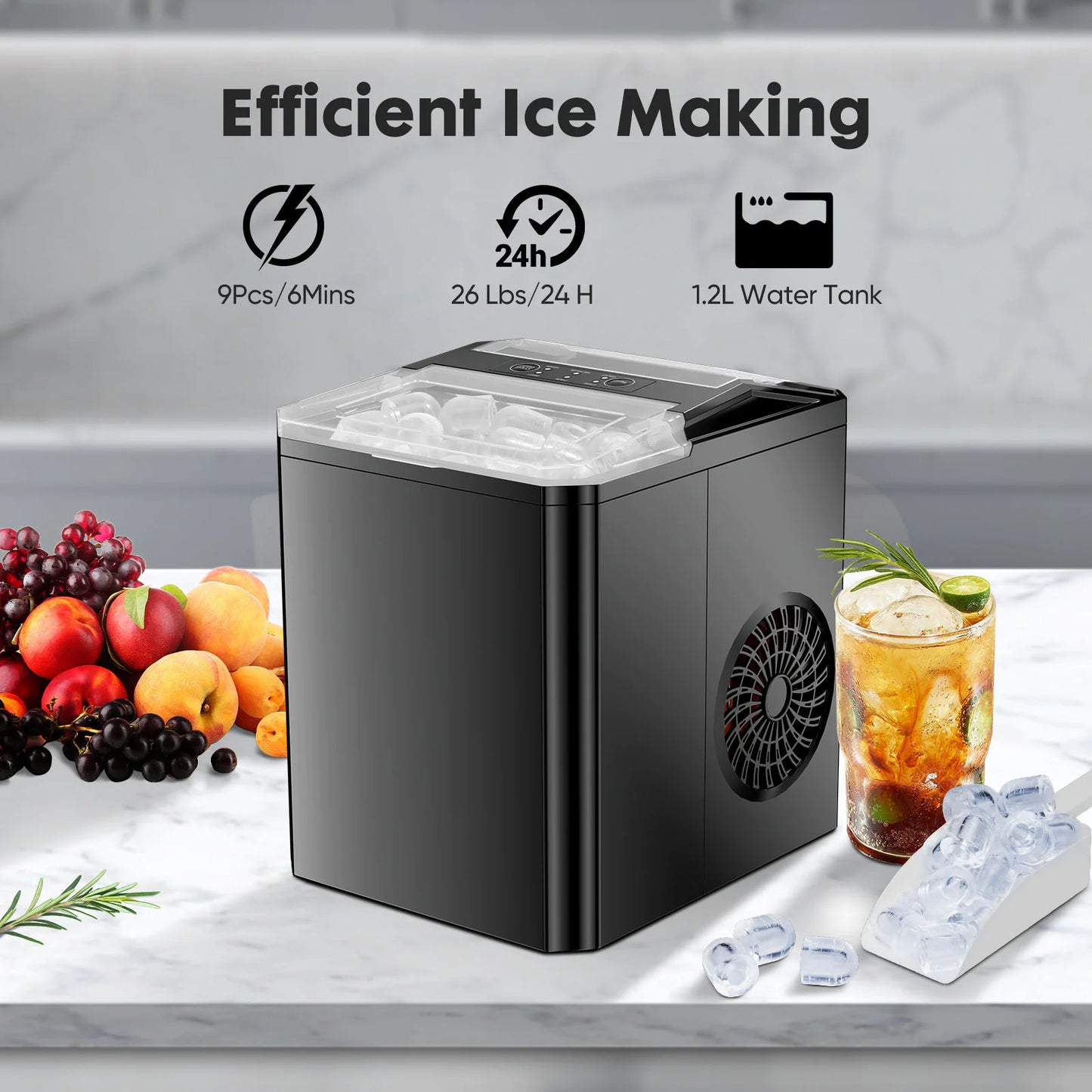 Portable Self-Cleaning Ice Maker