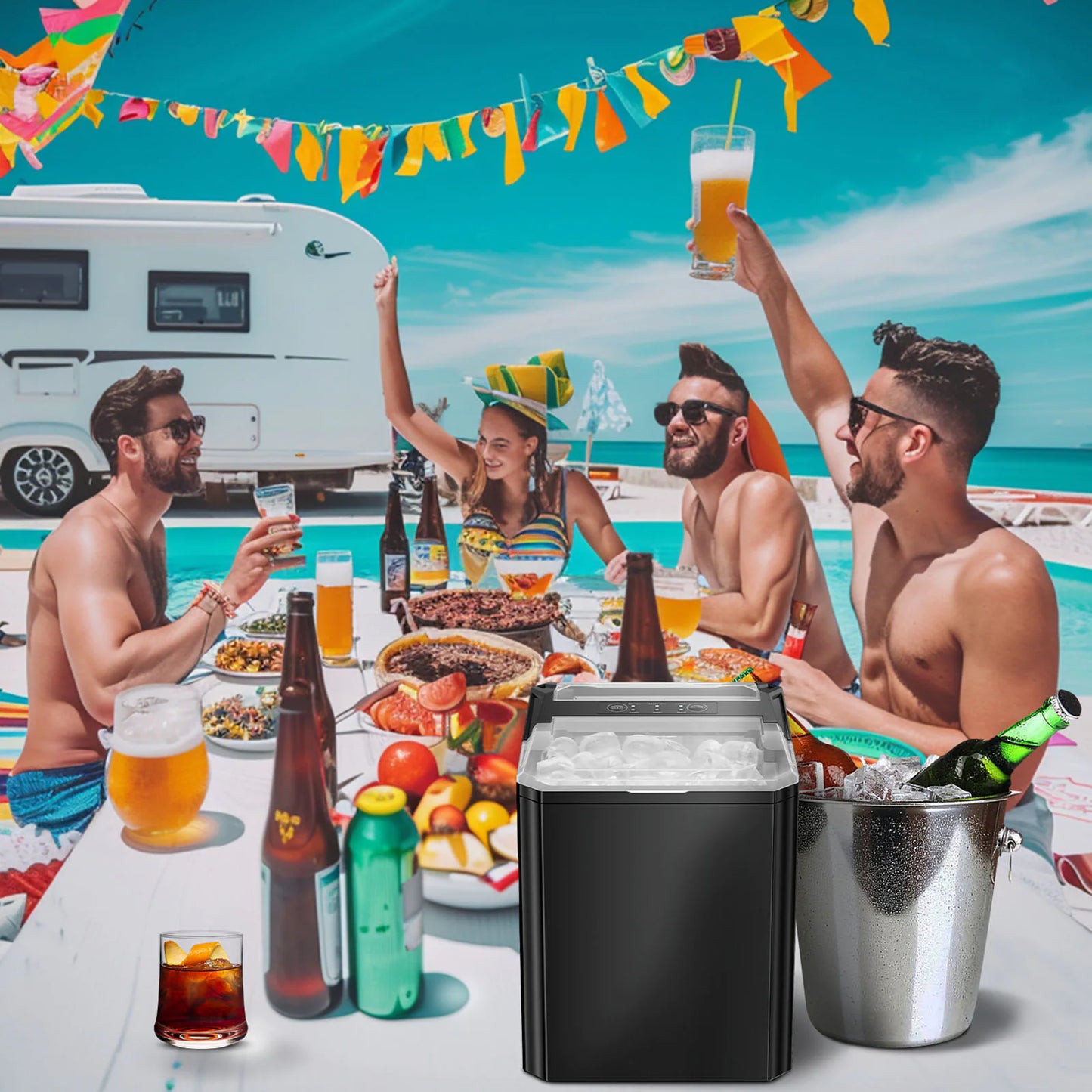 Portable Self-Cleaning Ice Maker